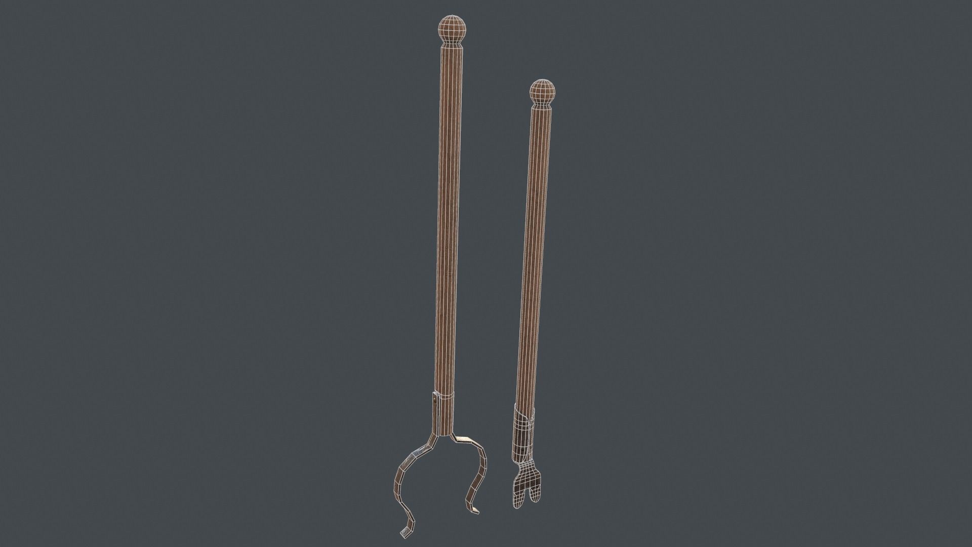 Medieval Fireplace Tool Set Low-poly 3D model_2