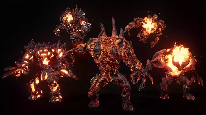 Pack of hell golems 3D Model Collection