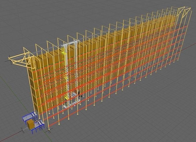 ASRS Double Deep and Rack System 3D designed model 3D model