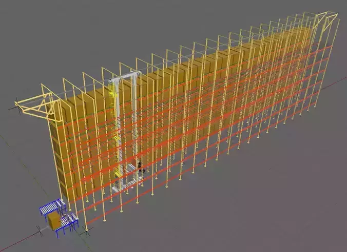 ASRS Double Deep and Rack System 3D designed model
