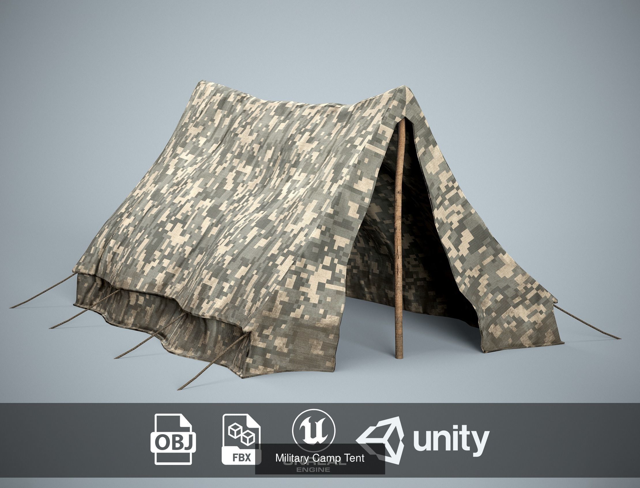 Camping Tent Pack - 8 Military and Medieval Tents 3D Model Collection_3