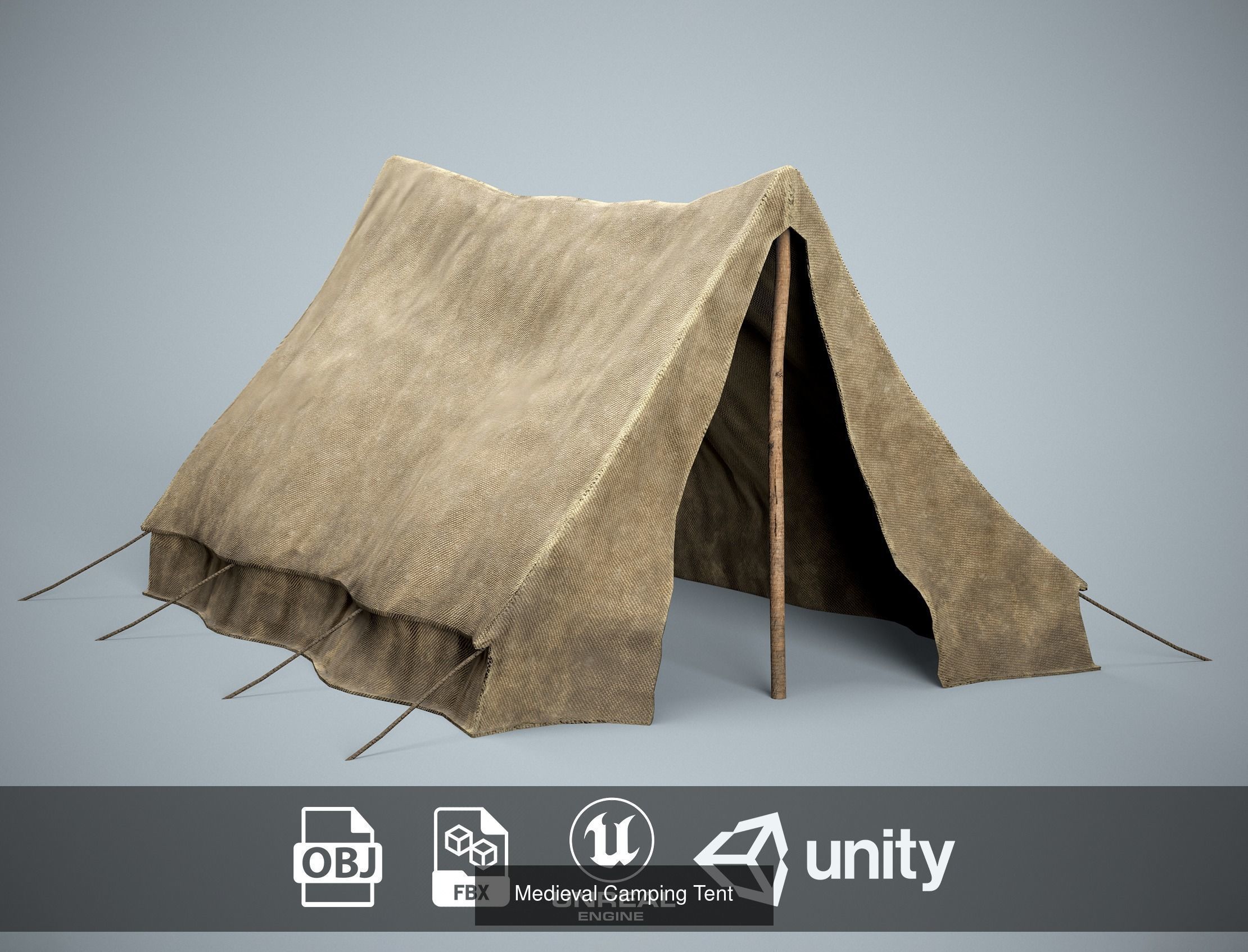 Camping Tent Pack - 8 Military and Medieval Tents 3D Model Collection_2
