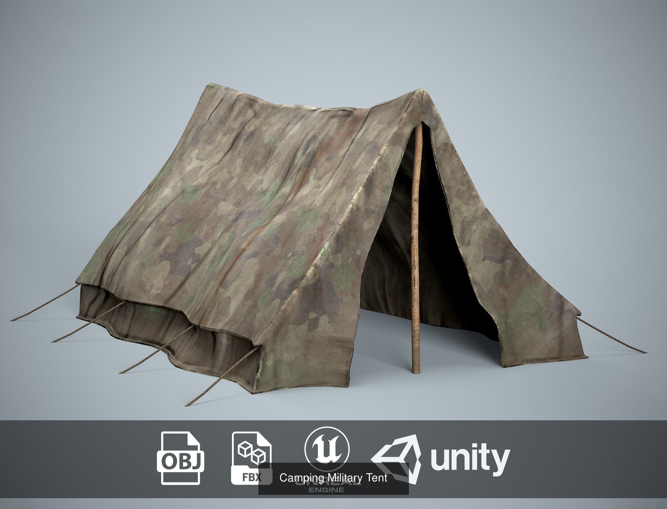 Camping Tent Pack - 8 Military and Medieval Tents 3D Model Collection_4