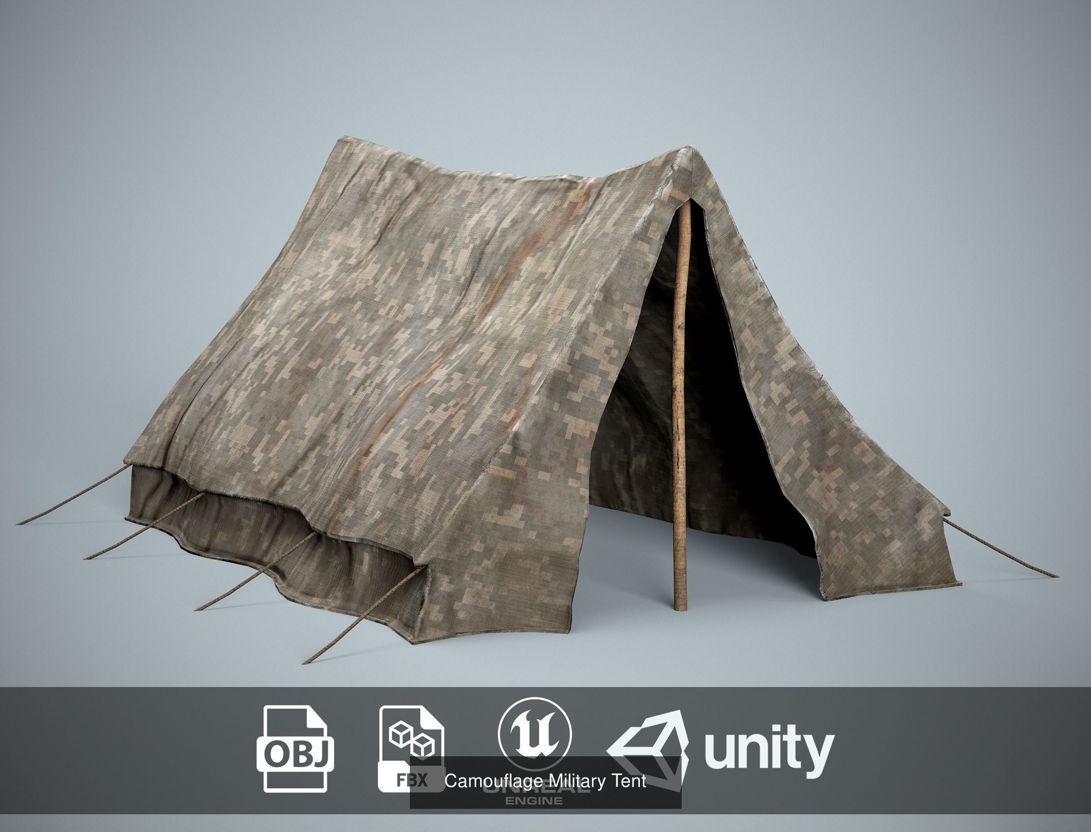 Camping Tent Pack - 8 Military and Medieval Tents 3D Model Collection_5