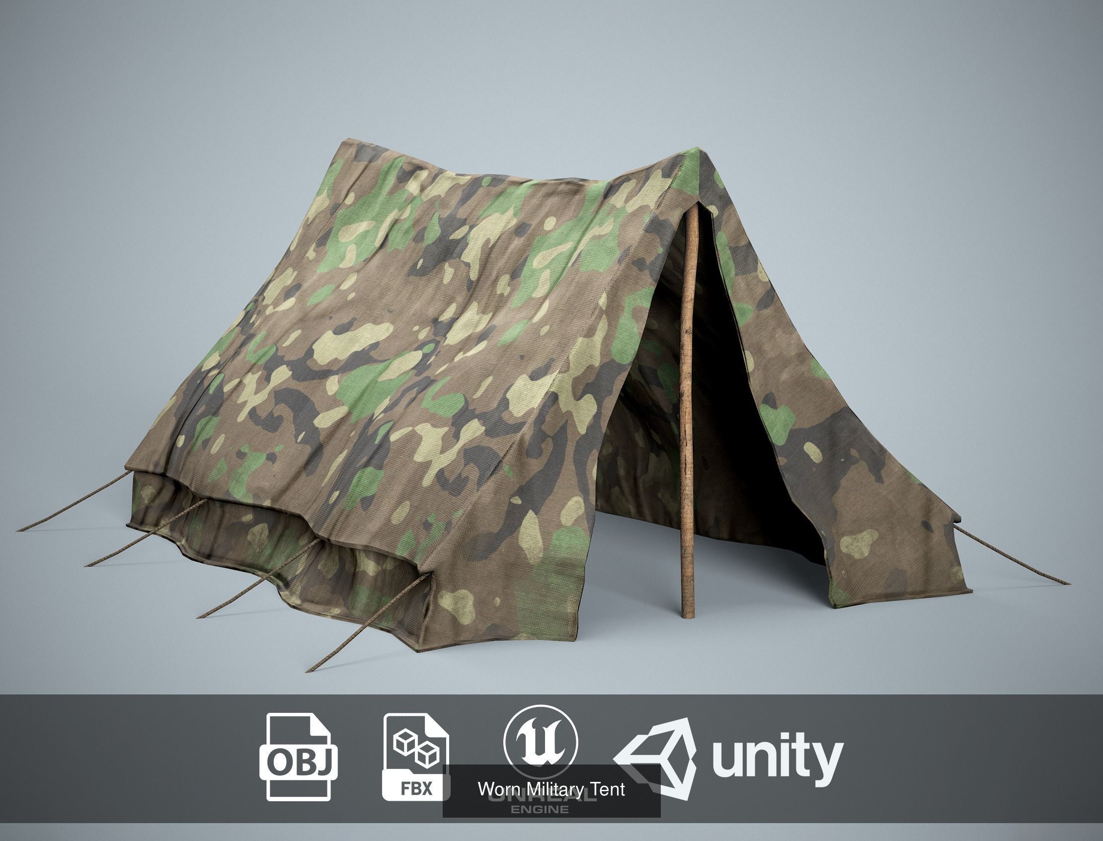 Camping Tent Pack - 8 Military and Medieval Tents 3D Model Collection_6