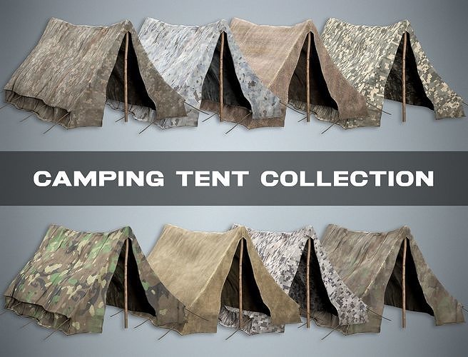 Camping Tent Pack - 8 Military and Medieval Tents 3D Model Collection