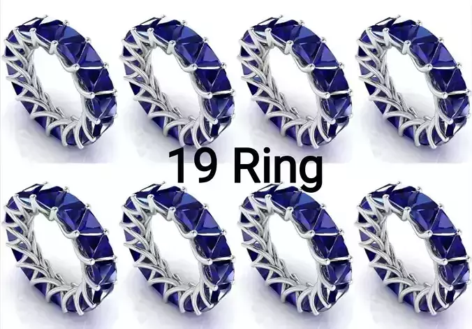 C14 The luxury female ring with gems wedding different size 19 3D Model Collection
