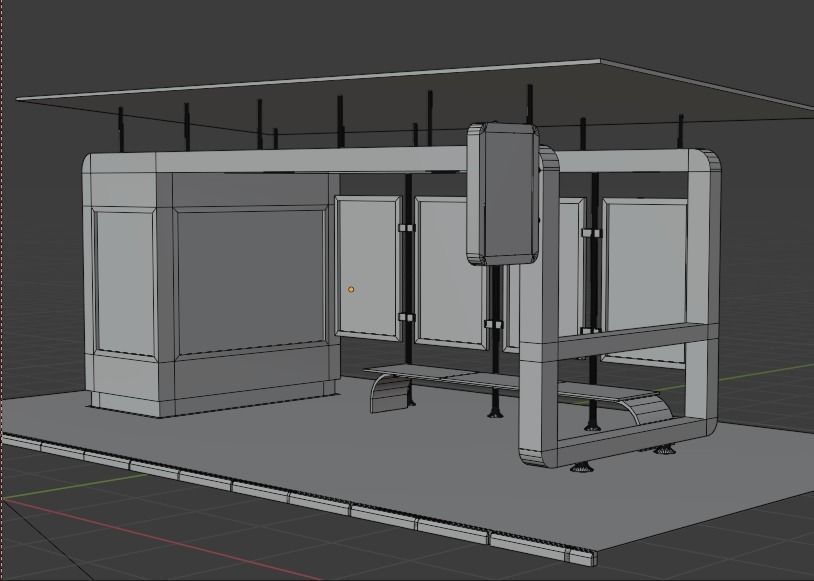 Solar panel Covered Modern Bus stop  Low-poly 3D model_2