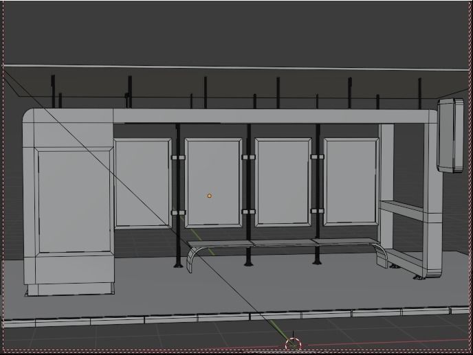 Solar panel Covered Modern Bus stop  Low-poly 3D model_4