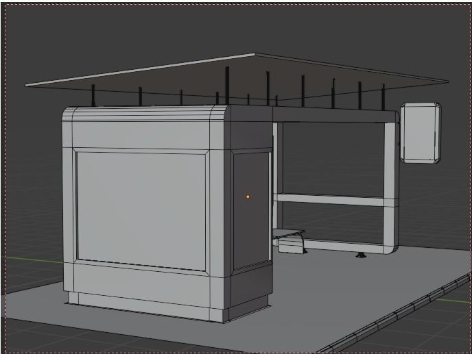 Solar panel Covered Modern Bus stop  Low-poly 3D model_3