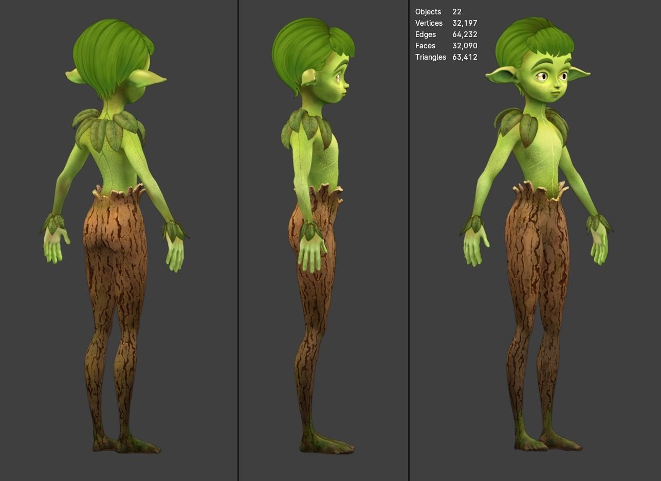 Elf - young guardian of the forest Low-poly 3D model_4