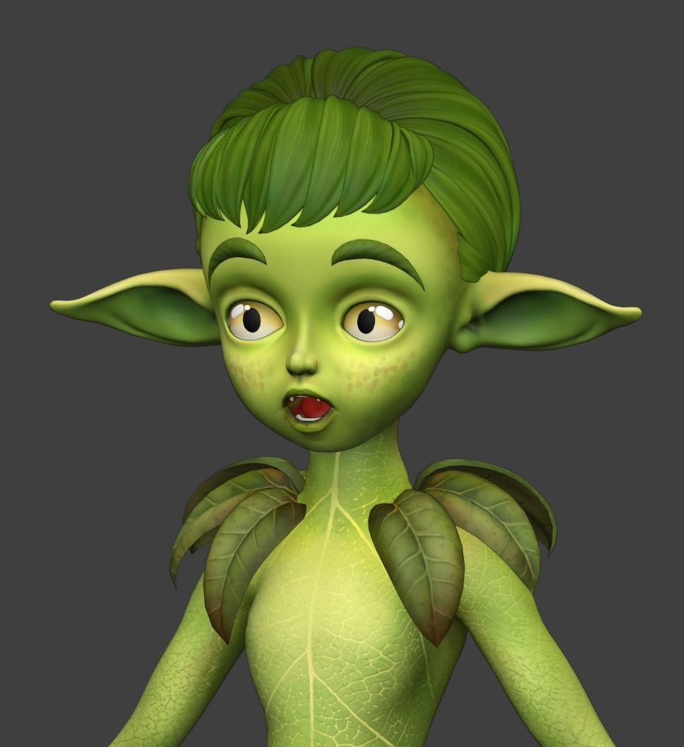 Elf - young guardian of the forest Low-poly 3D model_5