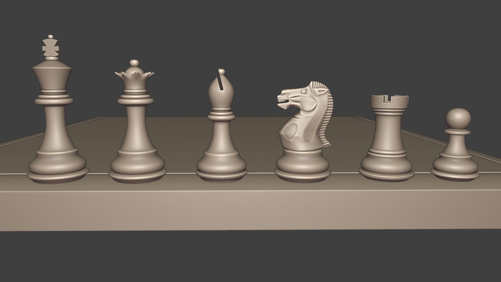Dark Chess and Pedestal Game Table and Chairs 3D model_12