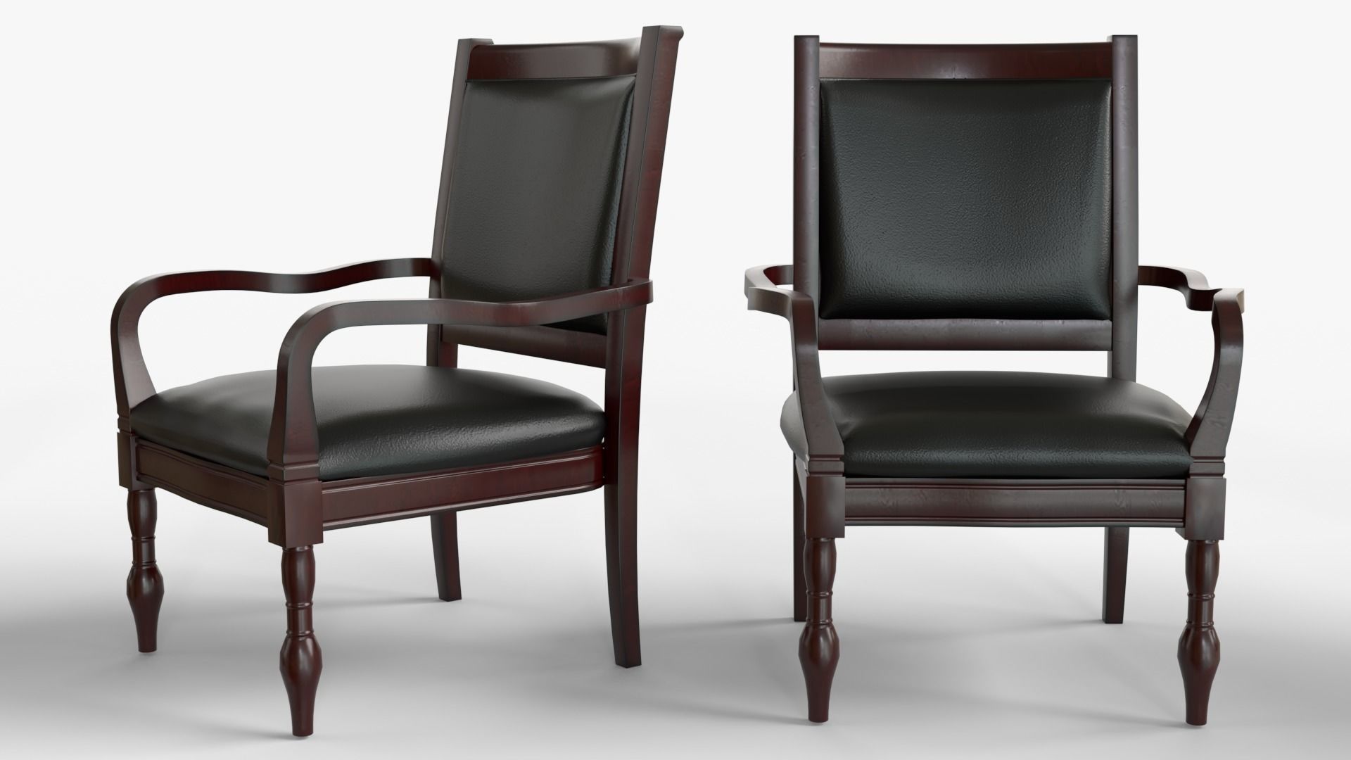 Dark Chess and Pedestal Game Table and Chairs 3D model_4