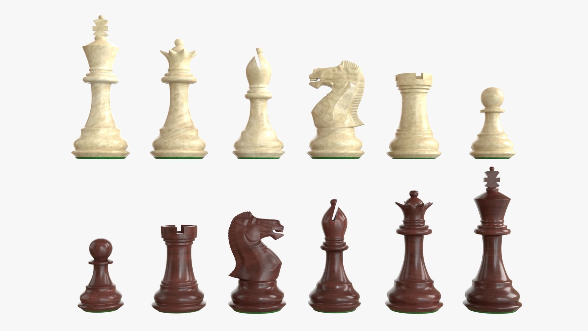 Dark Chess and Pedestal Game Table and Chairs 3D model_9