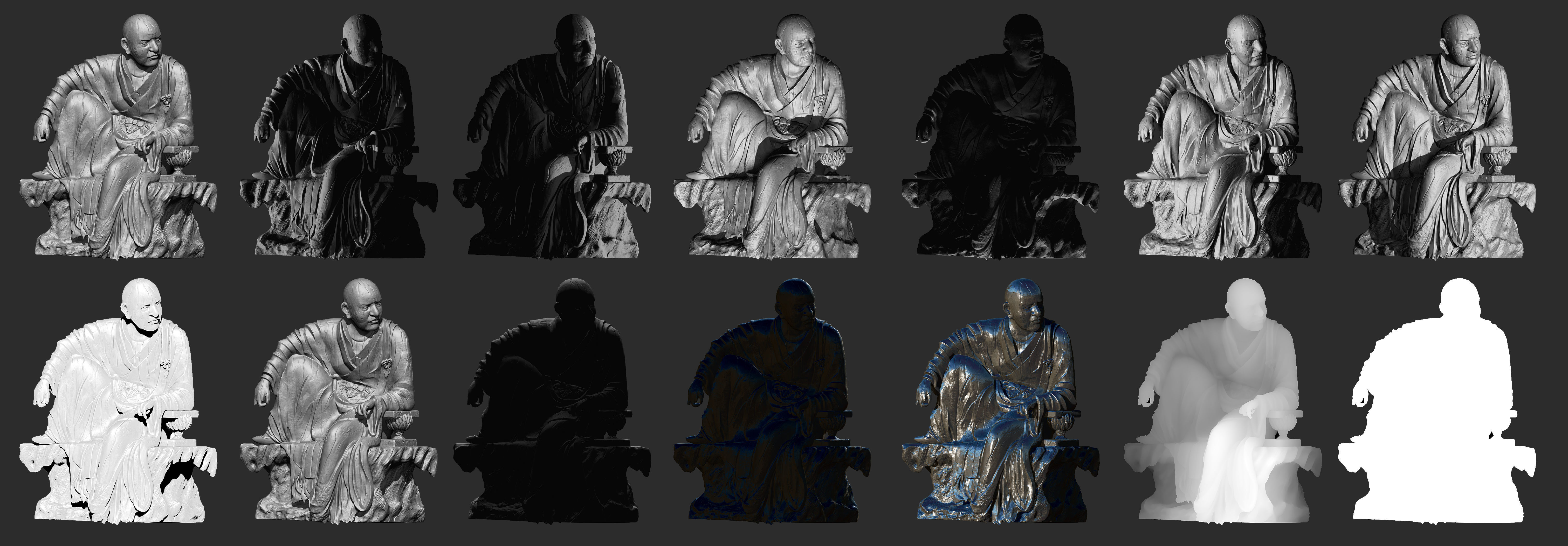 3 in One Character Sculpture Zbrush 2019 HighPoly 3D model_46