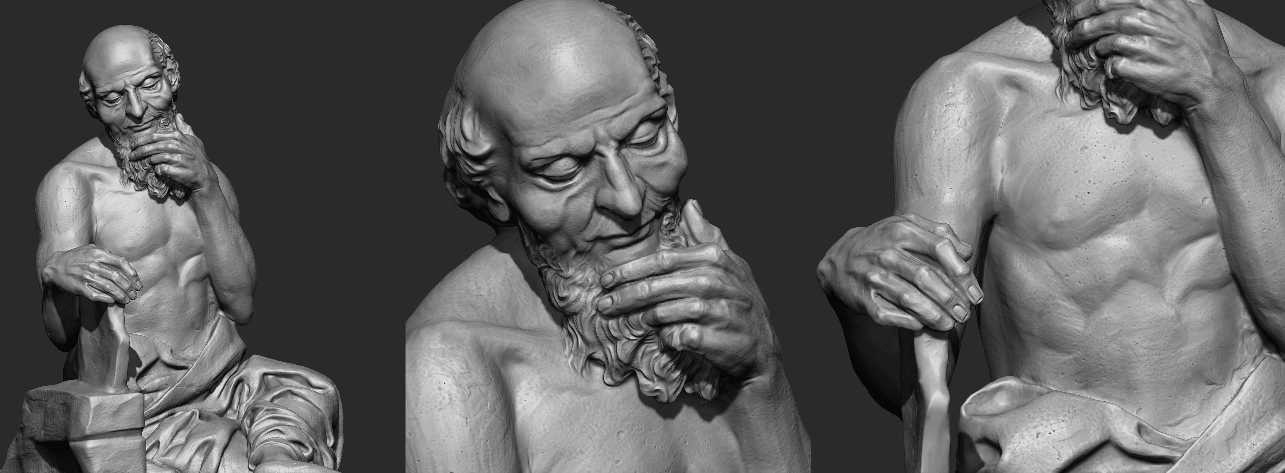 3 in One Character Sculpture Zbrush 2019 HighPoly 3D model_12