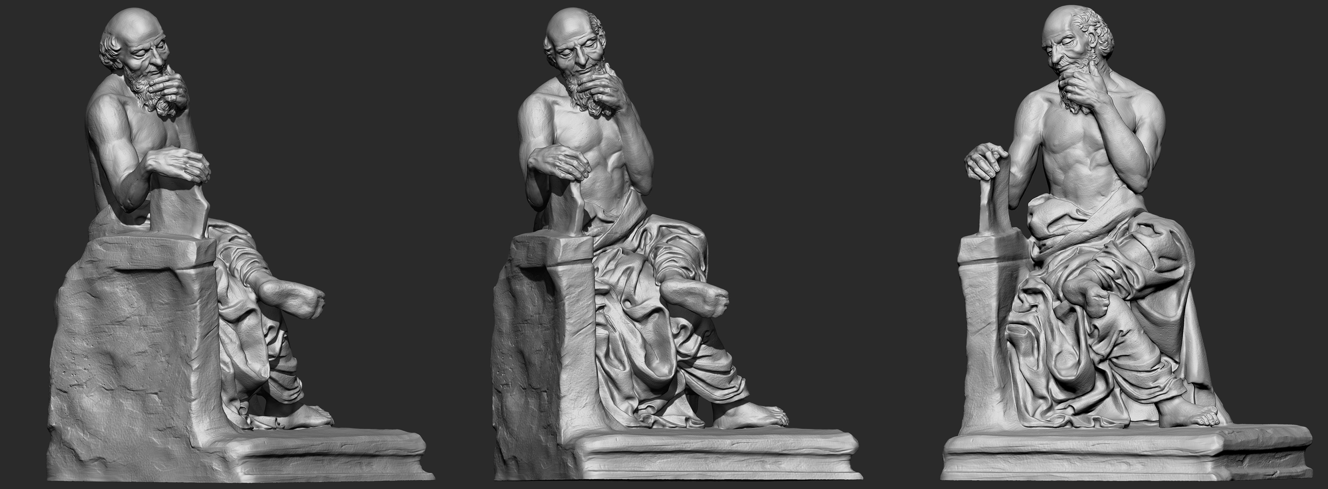 3 in One Character Sculpture Zbrush 2019 HighPoly 3D model_19