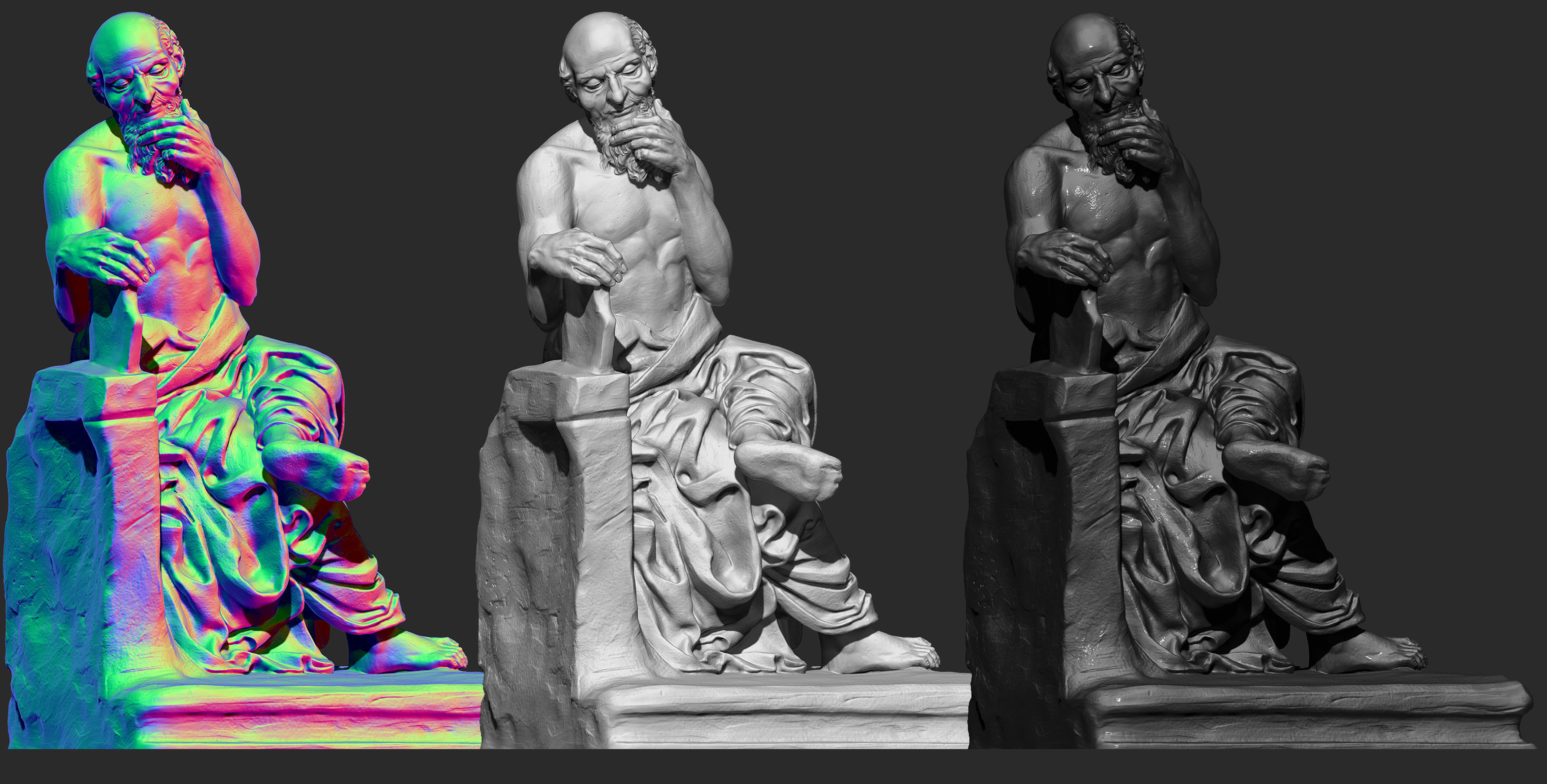 3 in One Character Sculpture Zbrush 2019 HighPoly 3D model_7