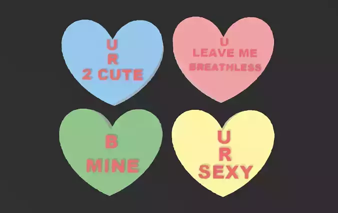 futurama candy hearts  3D print model