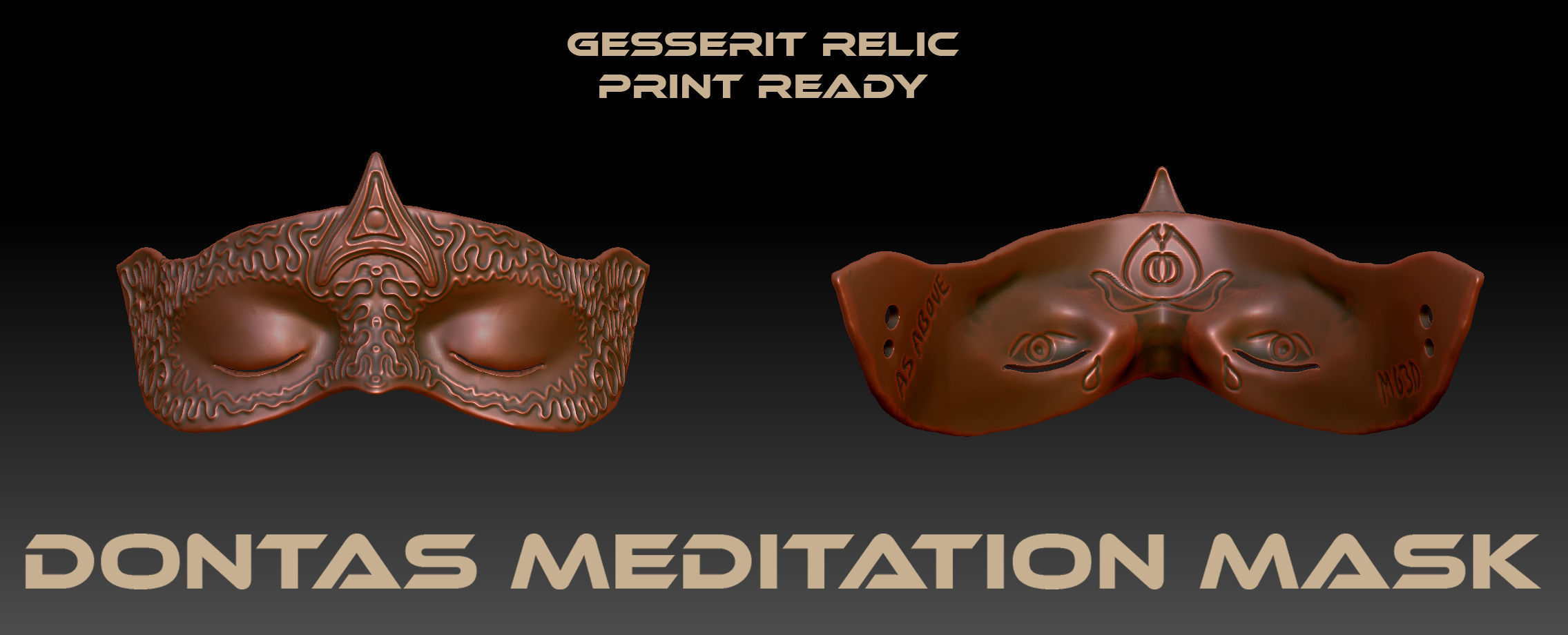 Dontas Meditation Mask Ready to print Meditation included 3D print model_2