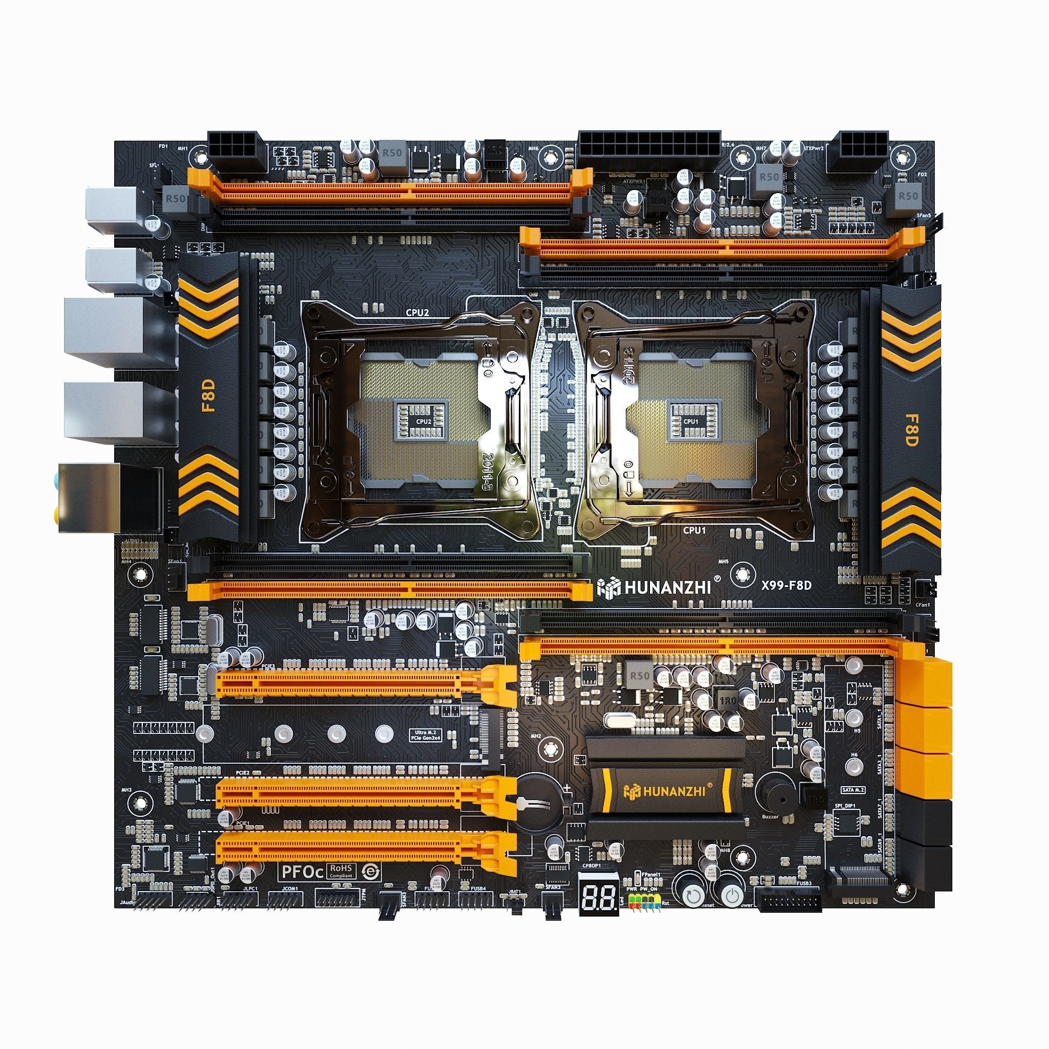 X99-F8D Huananzhi Motherboard 3D model_2
