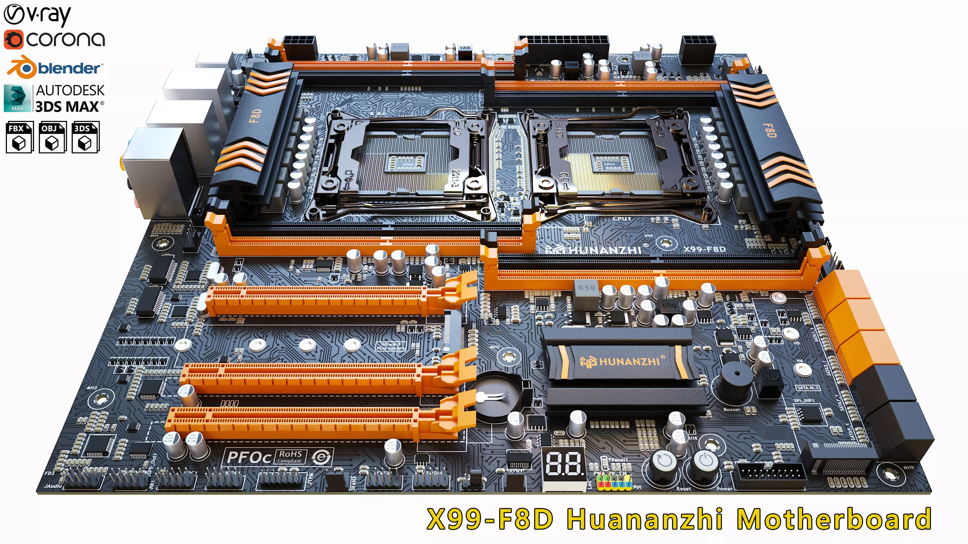 X99-F8D Huananzhi Motherboard 3D model_0