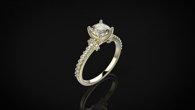 Cushion Cut ring  3D print model