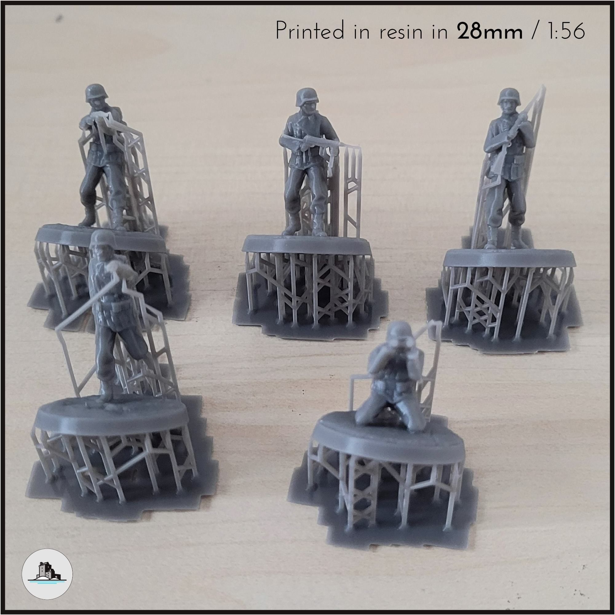 Set of five German WW2 infantry troops with MP40 and K98k 4 3D print model_8