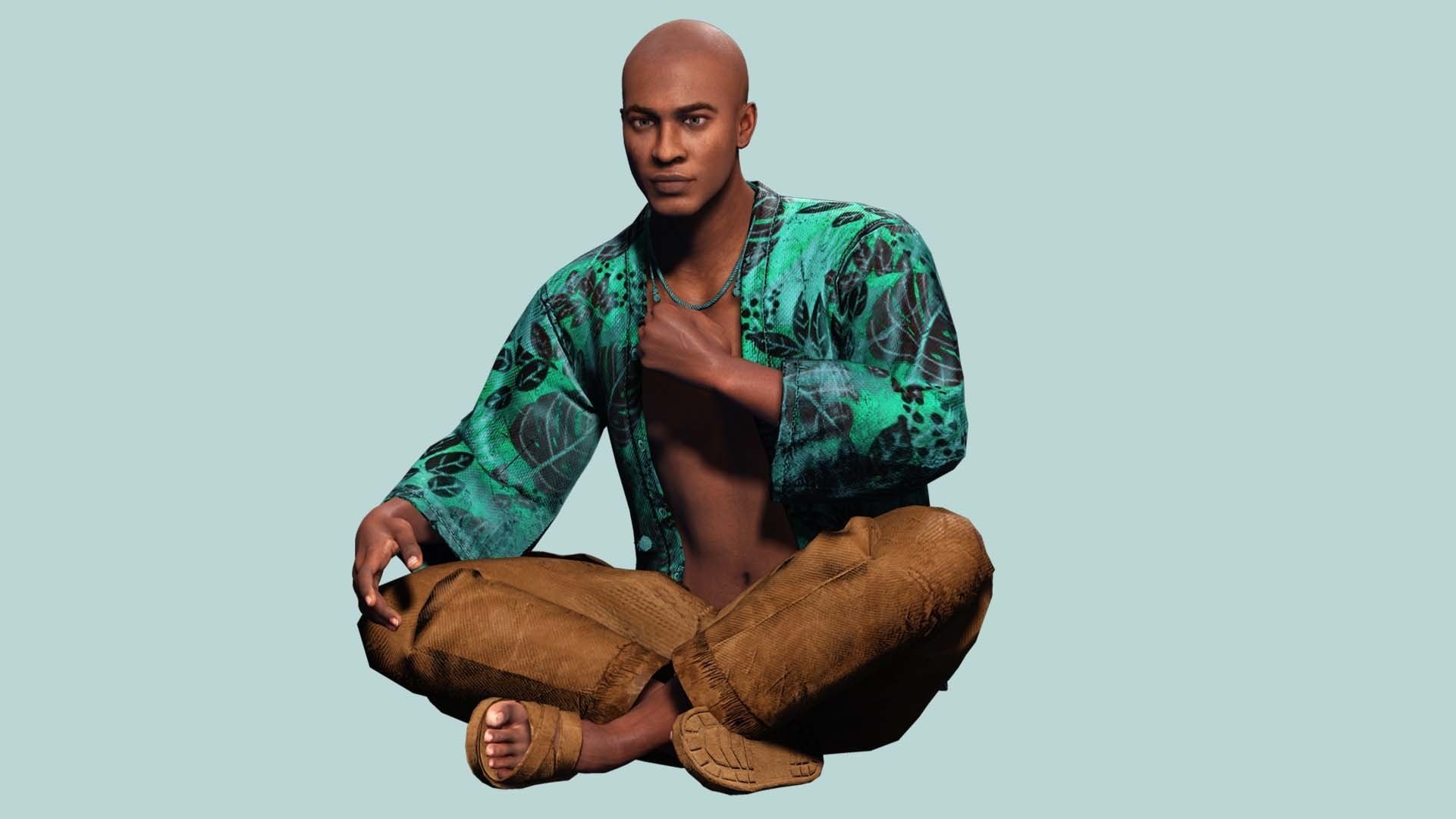 Marcus- Summer Getaway Male Avatar in Tropical Outfit Low-poly 3D model_4