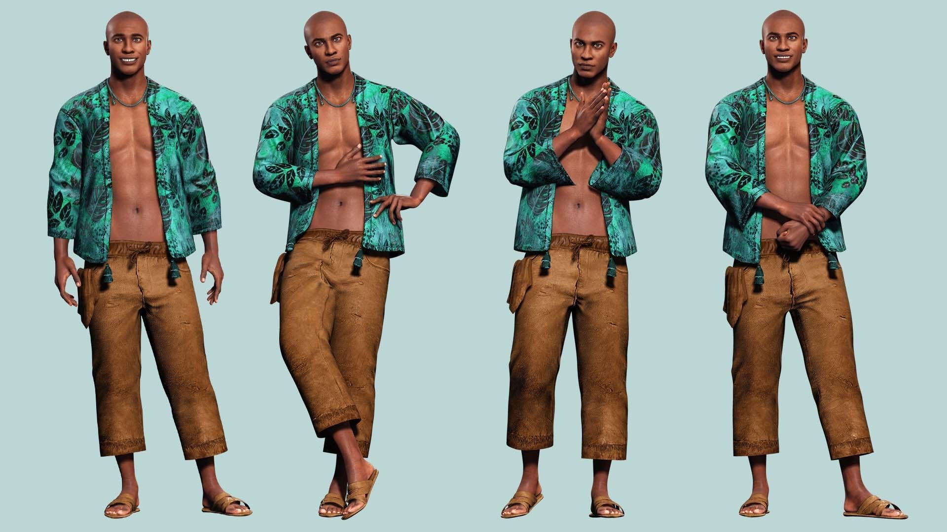 Marcus- Summer Getaway Male Avatar in Tropical Outfit Low-poly 3D model_1