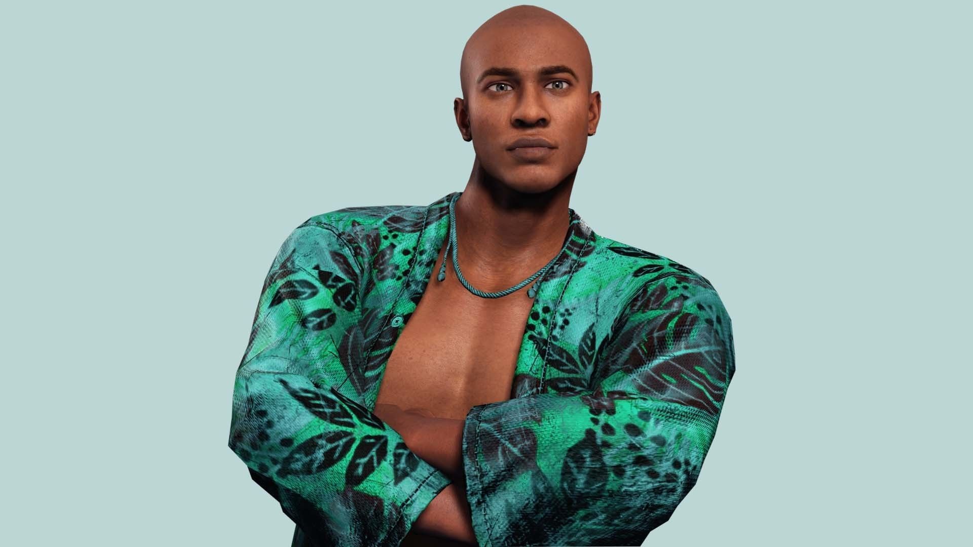 Marcus- Summer Getaway Male Avatar in Tropical Outfit Low-poly 3D model_5