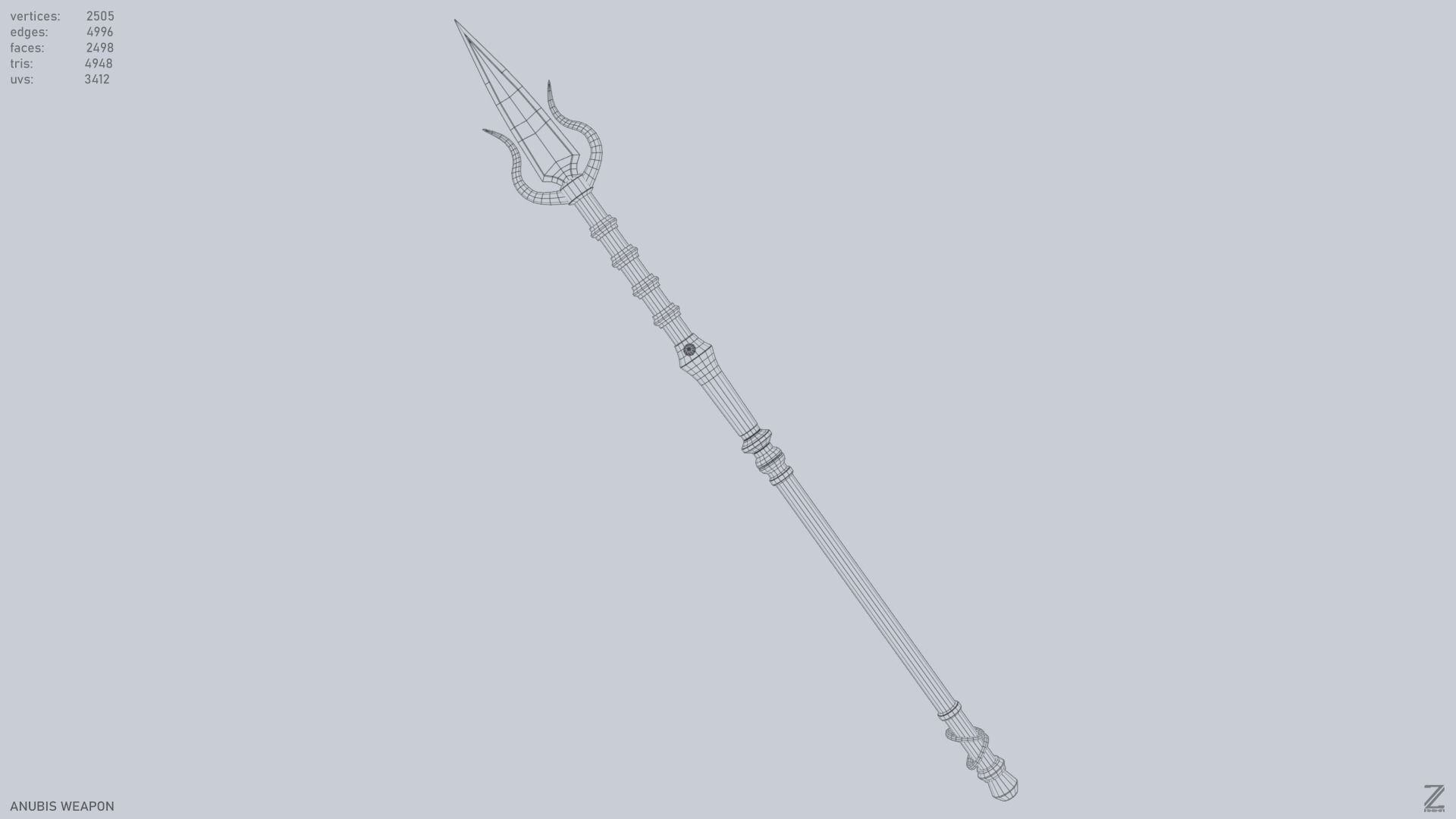 Anubis weapon Low-poly 3D model_10