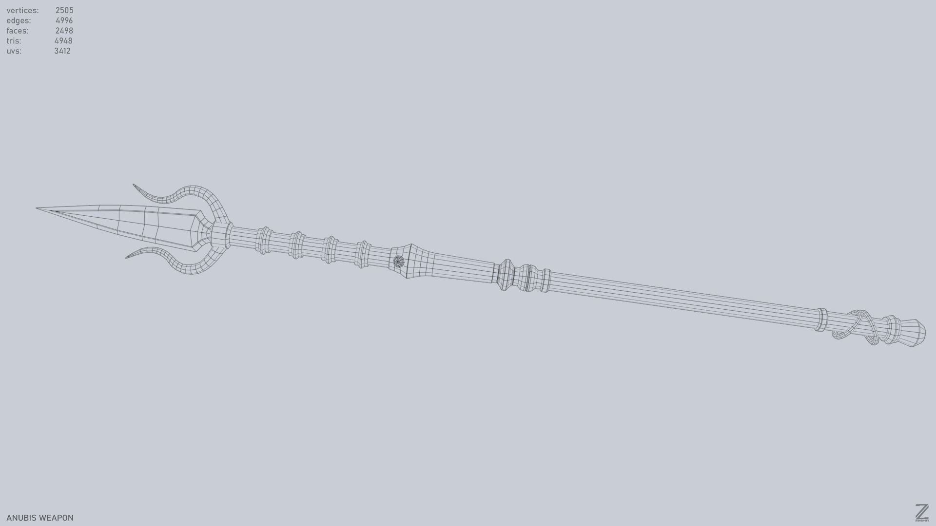 Anubis weapon Low-poly 3D model_11