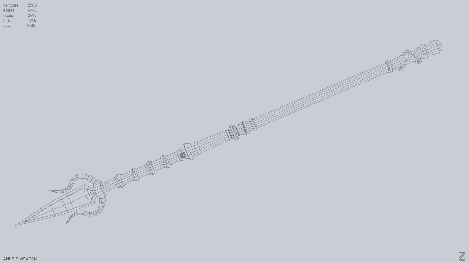 Anubis weapon Low-poly 3D model_12