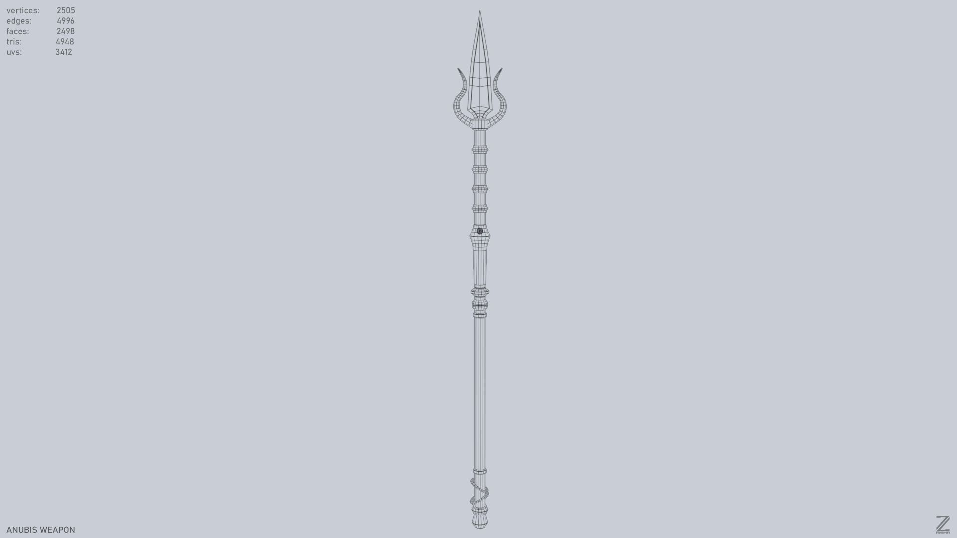 Anubis weapon Low-poly 3D model_9