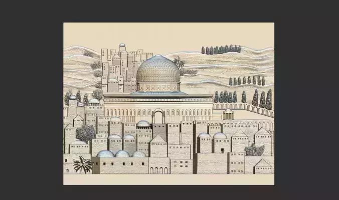 Masjid  Aqsa dome of rock Painting  3d printable model cnc 3D print model