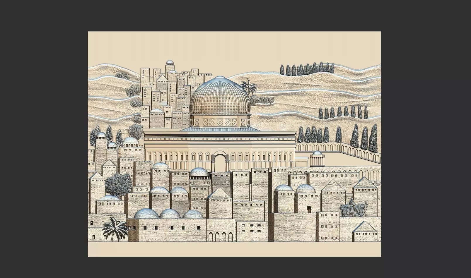 Masjid  Aqsa dome of rock Painting  3d printable model cnc 3D print model_0