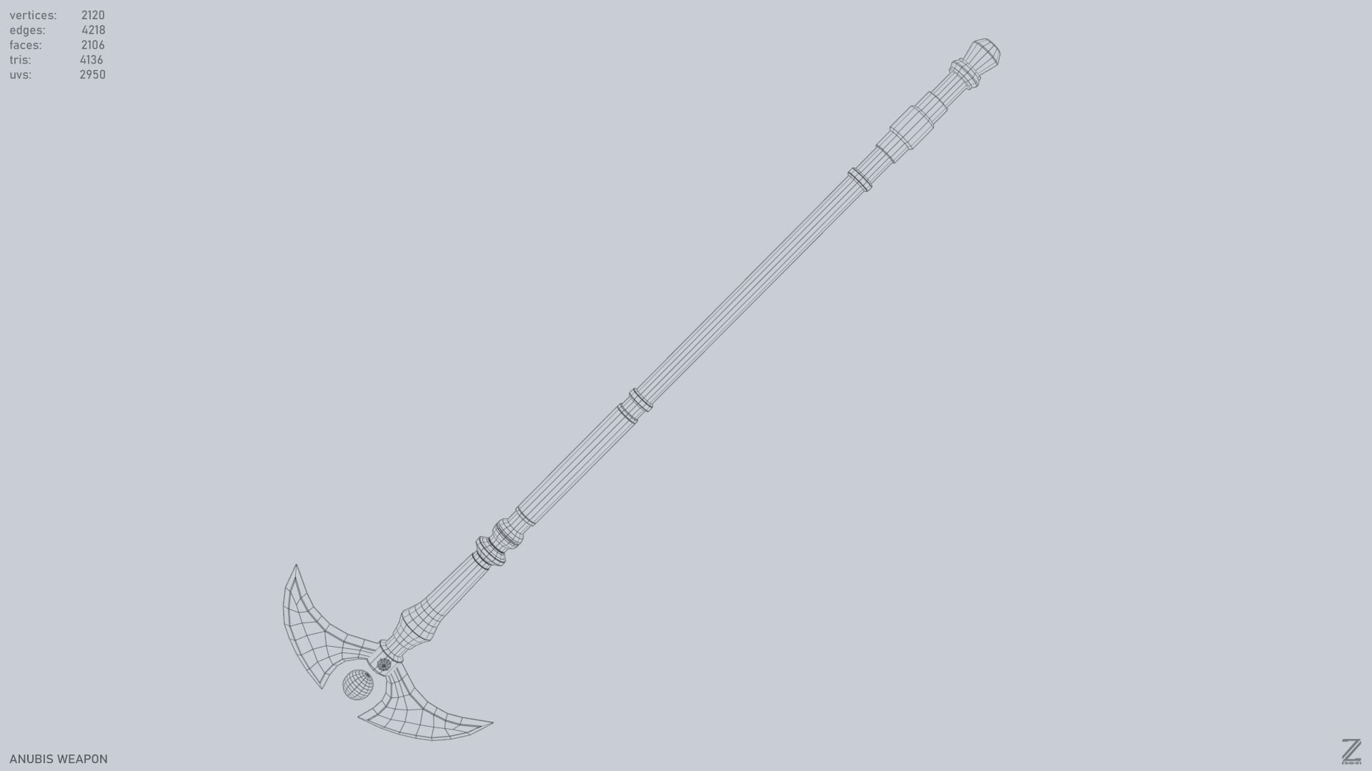 Anubis weapon Low-poly 3D model_12