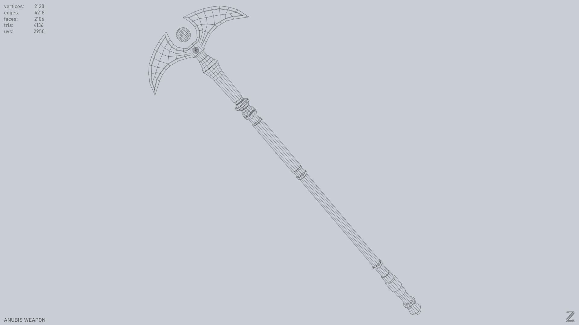 Anubis weapon Low-poly 3D model_10