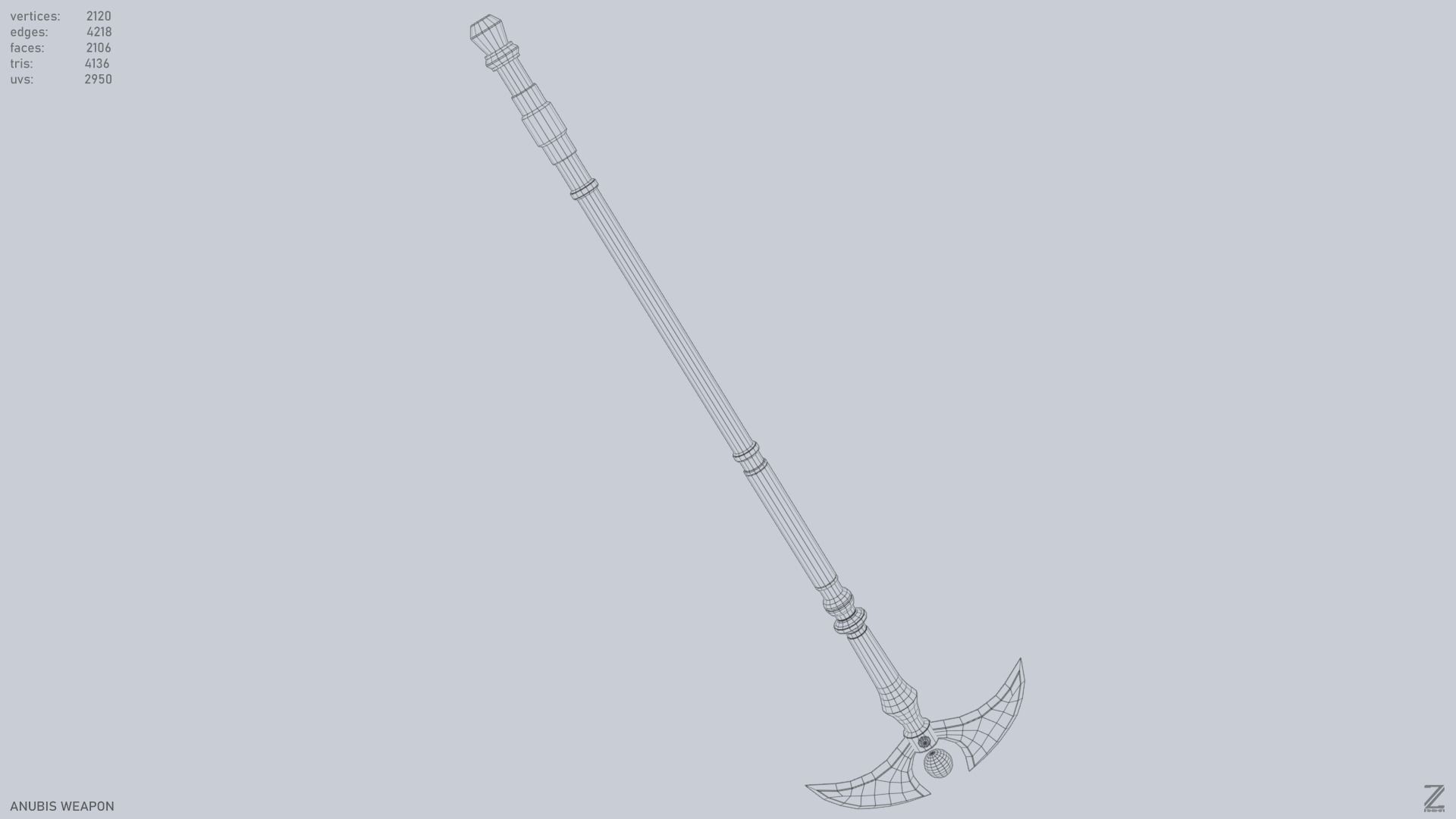 Anubis weapon Low-poly 3D model_13