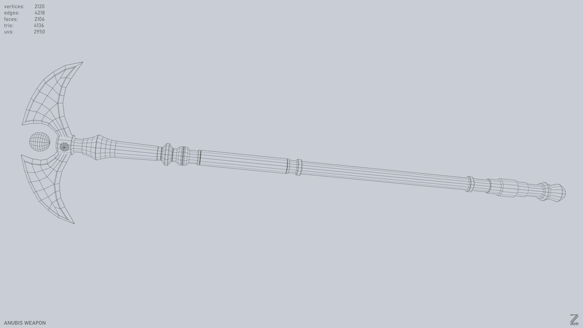 Anubis weapon Low-poly 3D model_11