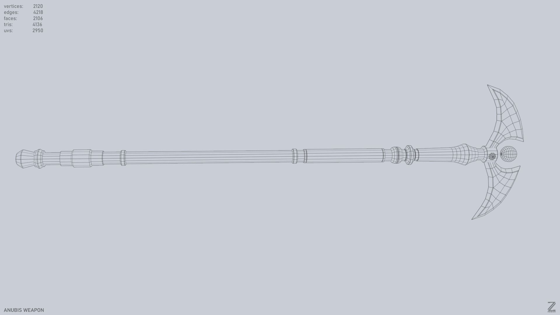 Anubis weapon Low-poly 3D model_14