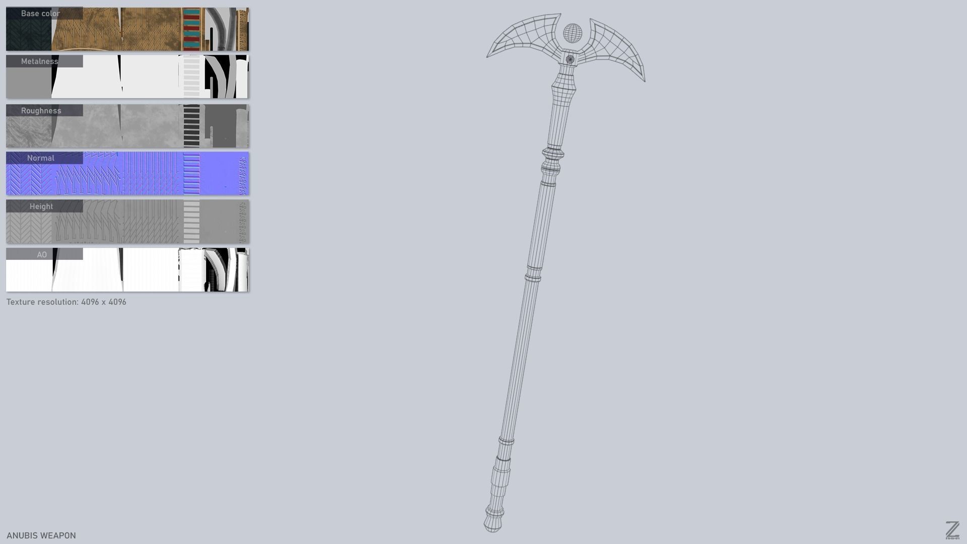 Anubis weapon Low-poly 3D model_3