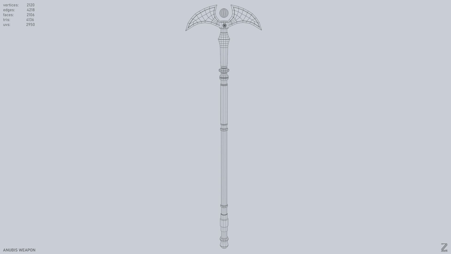 Anubis weapon Low-poly 3D model_9