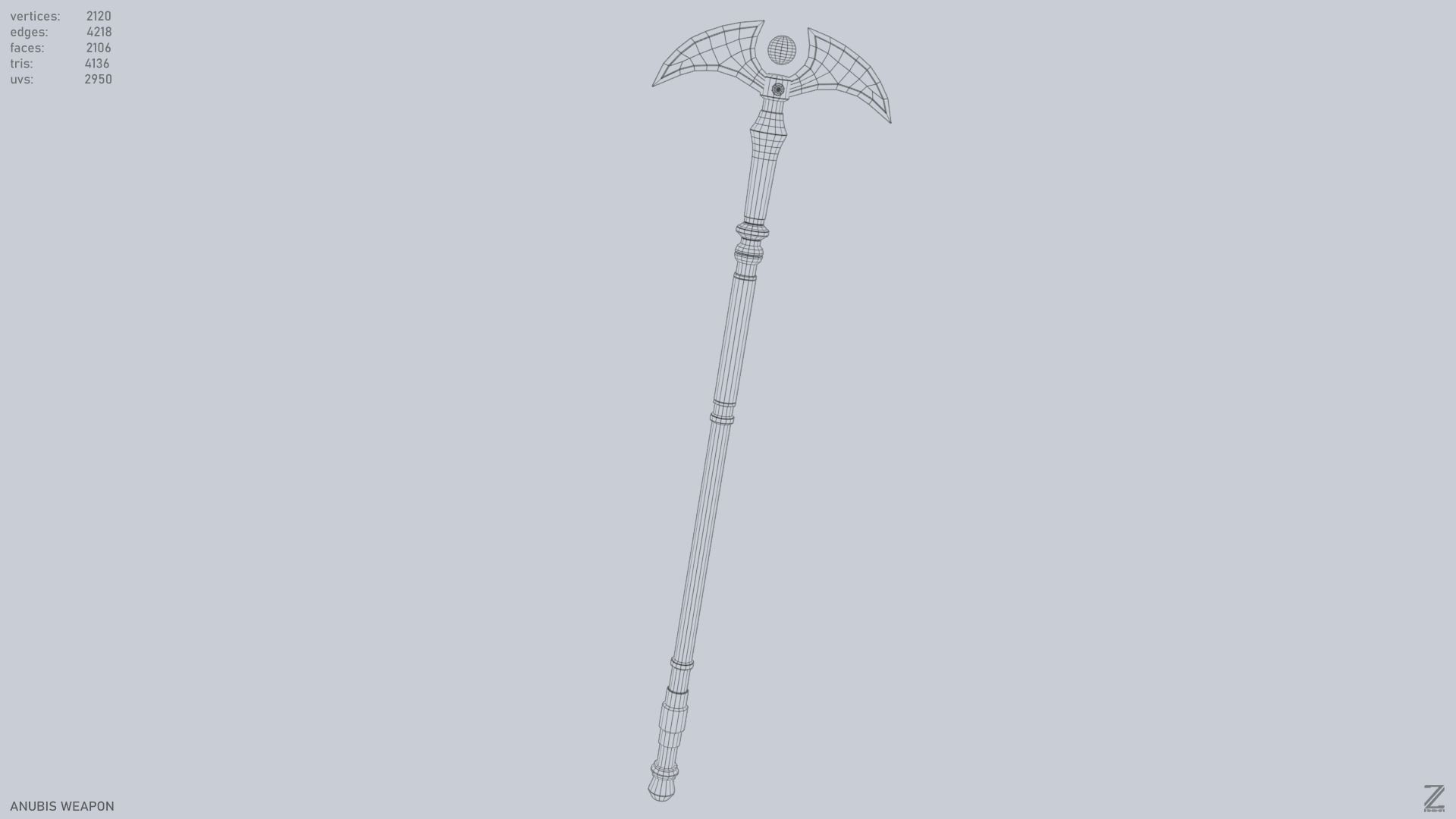 Anubis weapon Low-poly 3D model_15