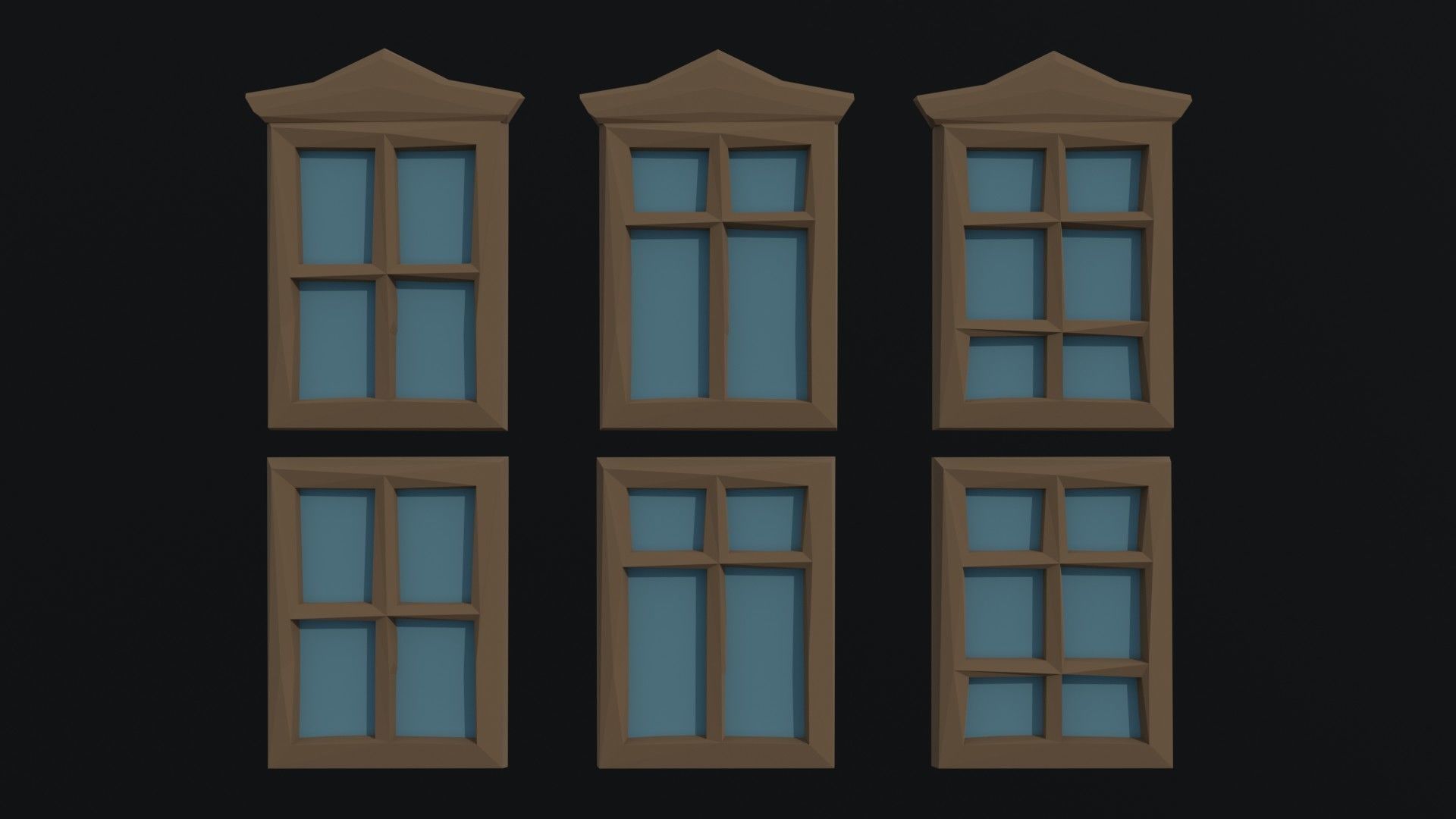 Cartoon fantasy wood windows Polygonal Style Low-poly 3D model_3