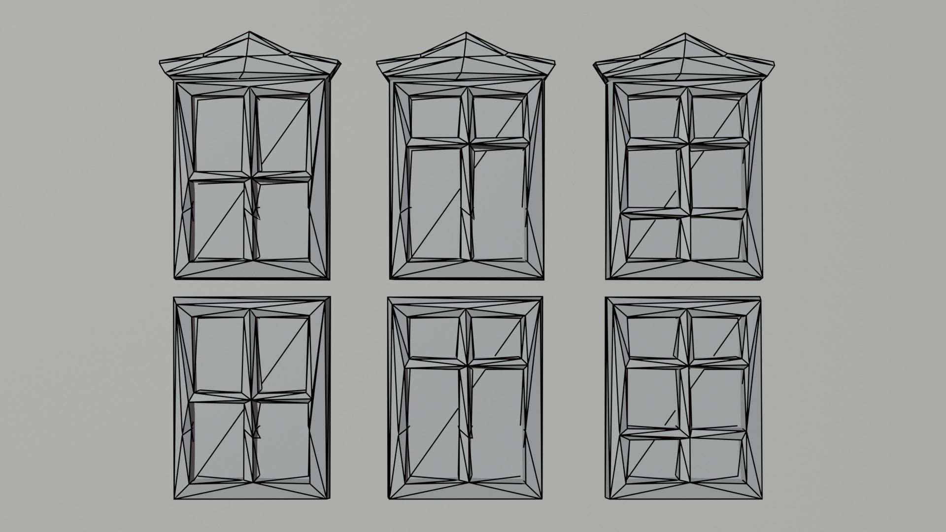 Cartoon fantasy wood windows Polygonal Style Low-poly 3D model_6