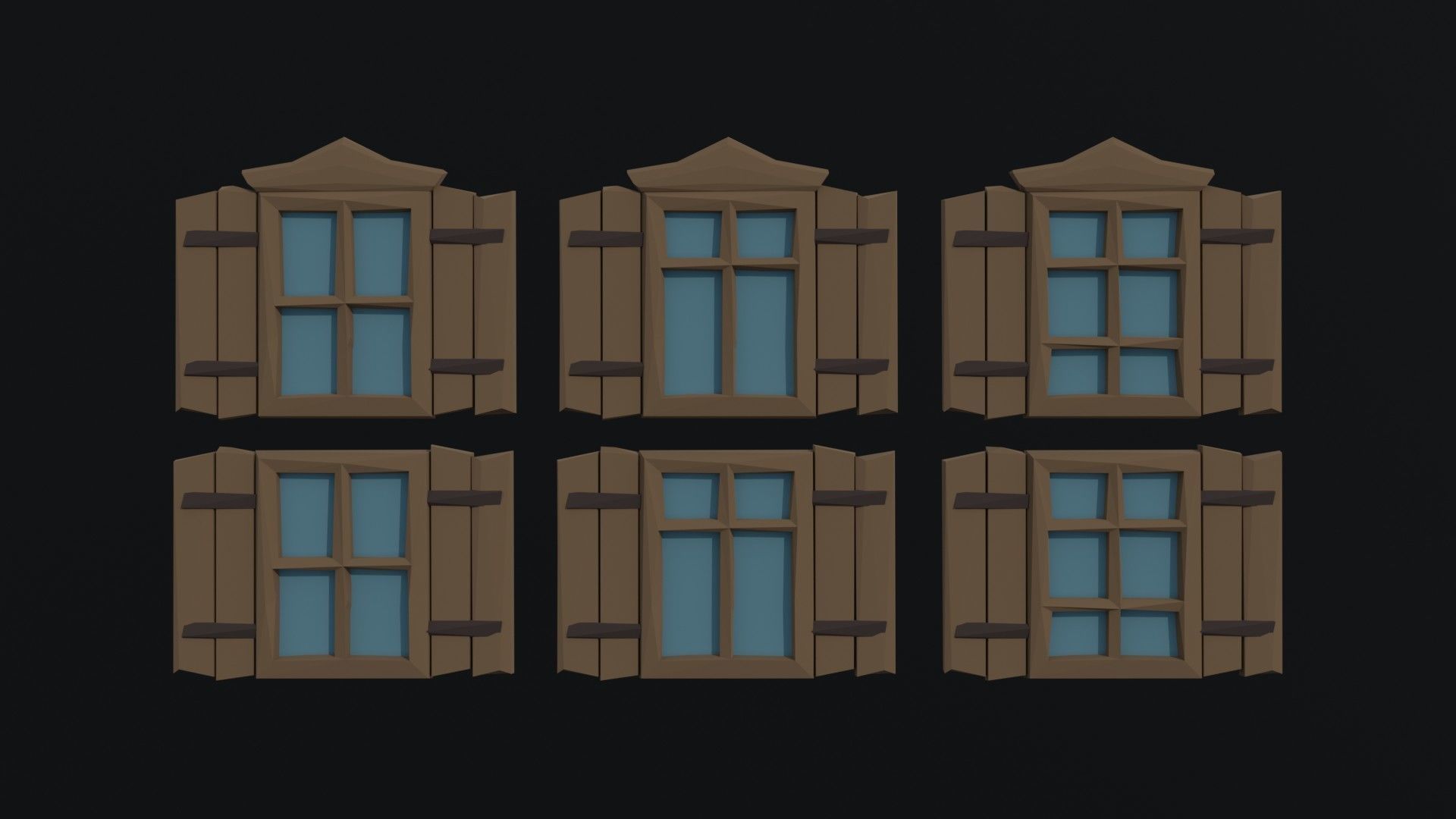 Cartoon fantasy wood windows Polygonal Style Low-poly 3D model_4