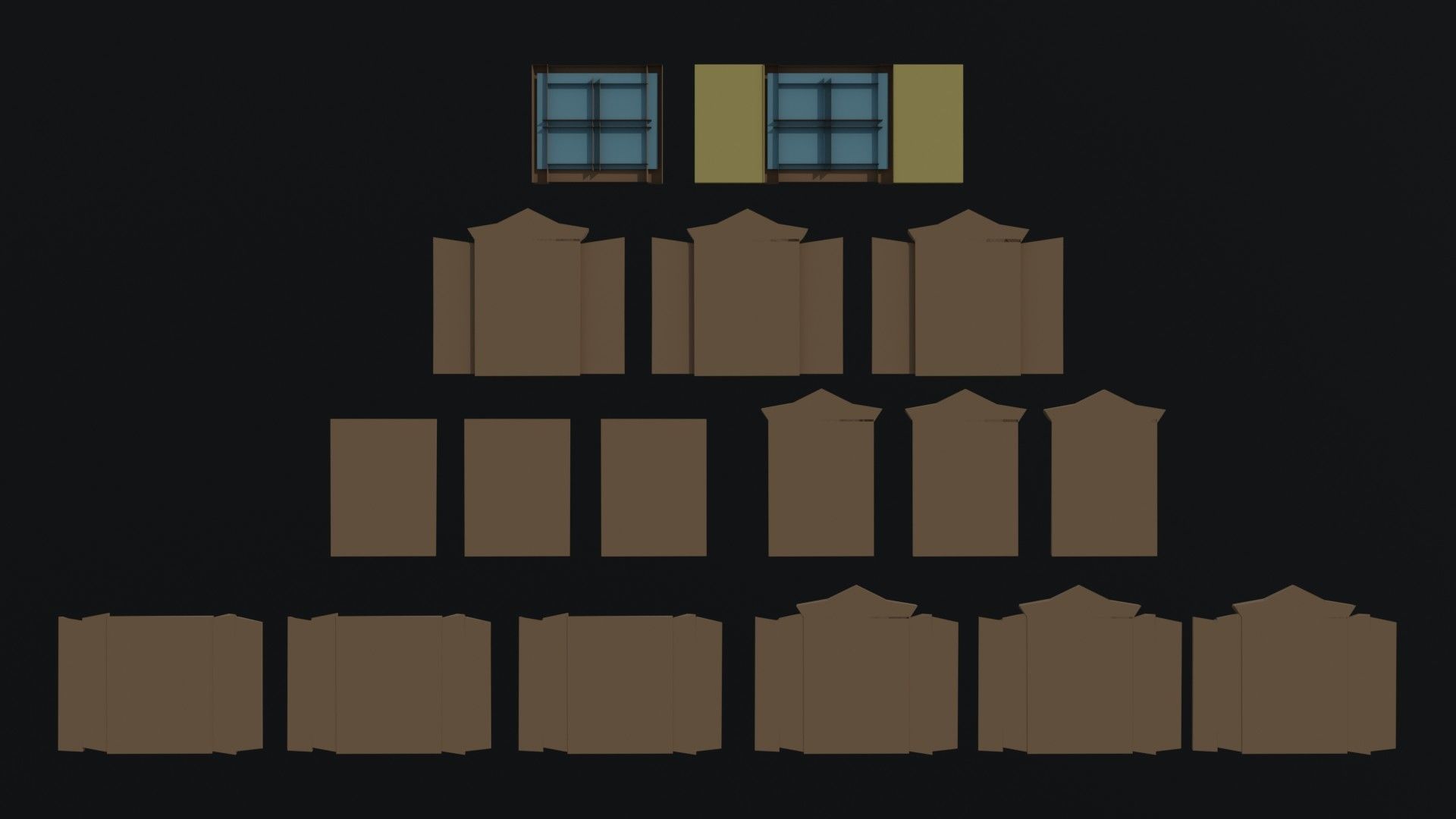 Cartoon fantasy wood windows Polygonal Style Low-poly 3D model_1